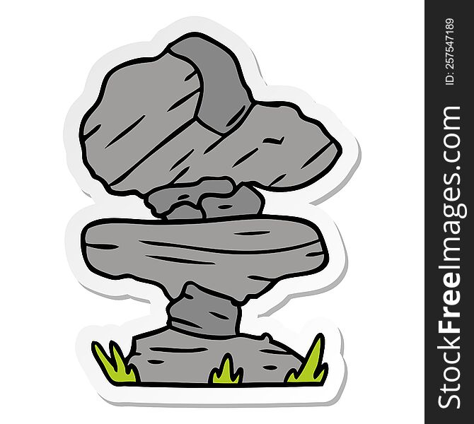 Sticker Cartoon Doodle Of Grey Stone Boulders