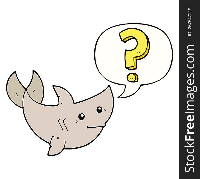 Cartoon Shark Asking Question And Speech Bubble