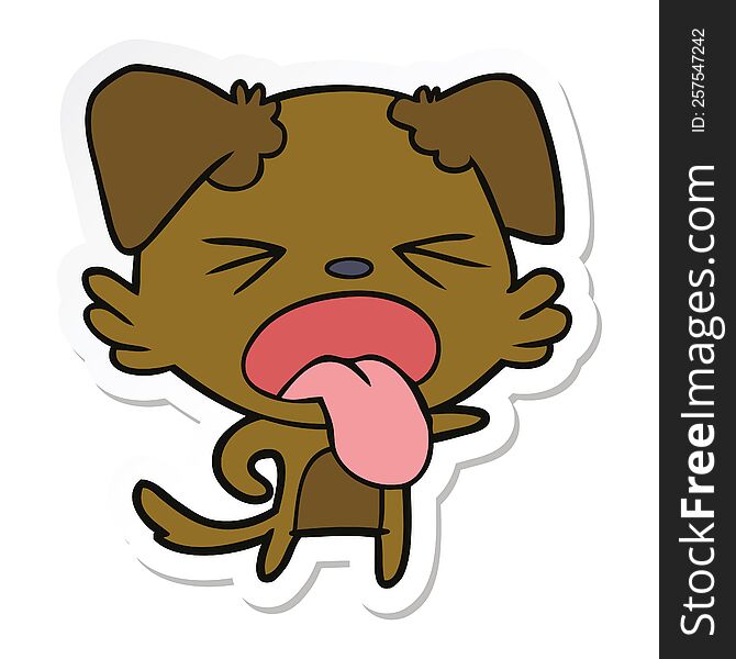 Sticker Of A Cartoon Disgusted Dog