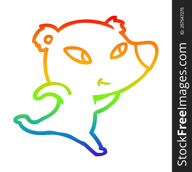 Rainbow Gradient Line Drawing Cute Cartoon Polar Bear