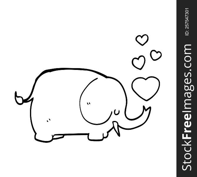 cute cartoon elephant with love hearts