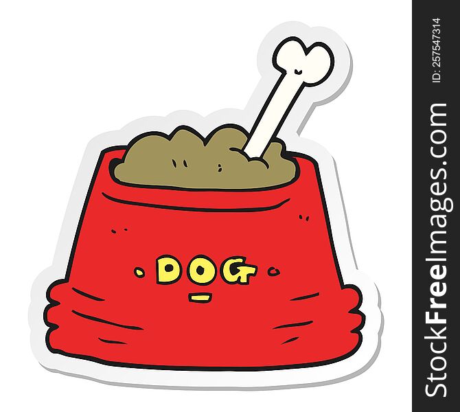 sticker of a cartoon dog food bowl