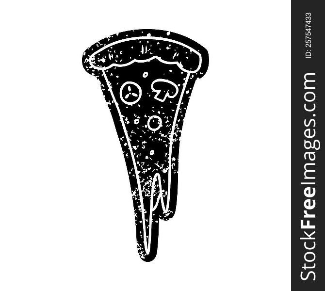 Grunge Icon Drawing Of A Slice Of Pizza