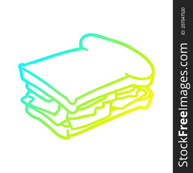 cold gradient line drawing of a ham cheese tomato sandwich