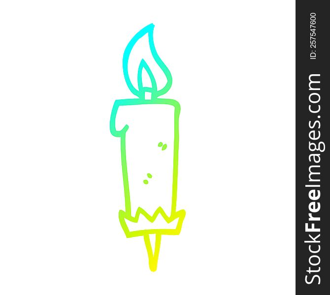 cold gradient line drawing of a cartoon birthday candle