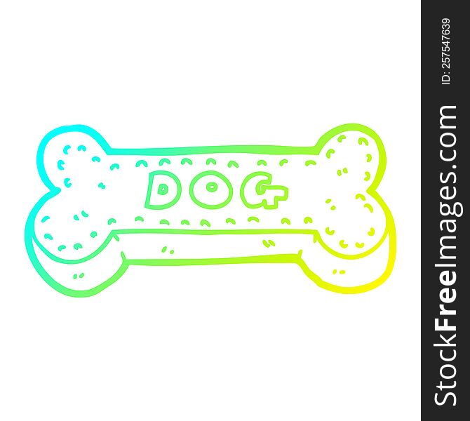 cold gradient line drawing of a cartoon dog biscuit