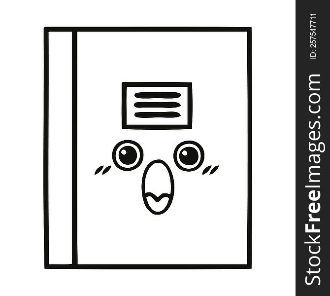 line drawing cartoon of a notebook