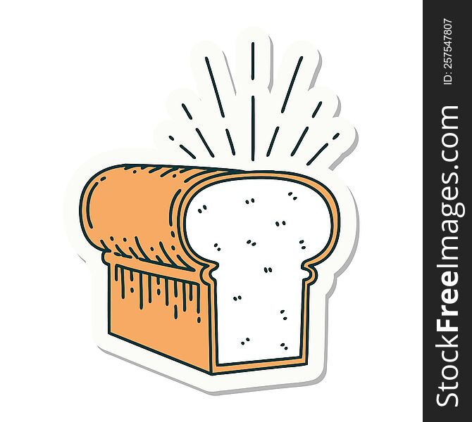 Sticker Of Tattoo Style Loaf Of Bread