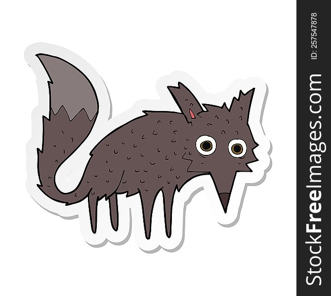 Sticker Of A Funny Cartoon Little Wolf