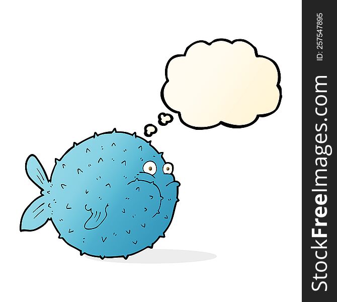 Cartoon Puffer Fish With Thought Bubble