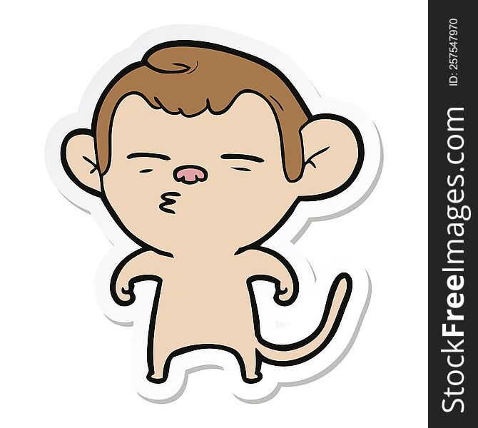 Sticker Of A Cartoon Suspicious Monkey