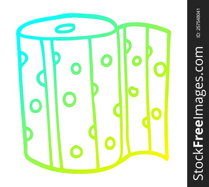 cold gradient line drawing of a cartoon dotty kitchen roll