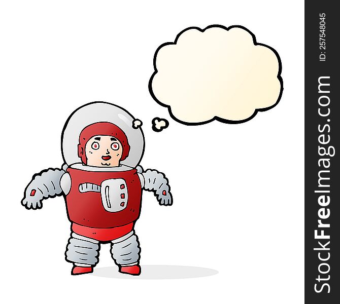 Cartoon Space Man With Thought Bubble