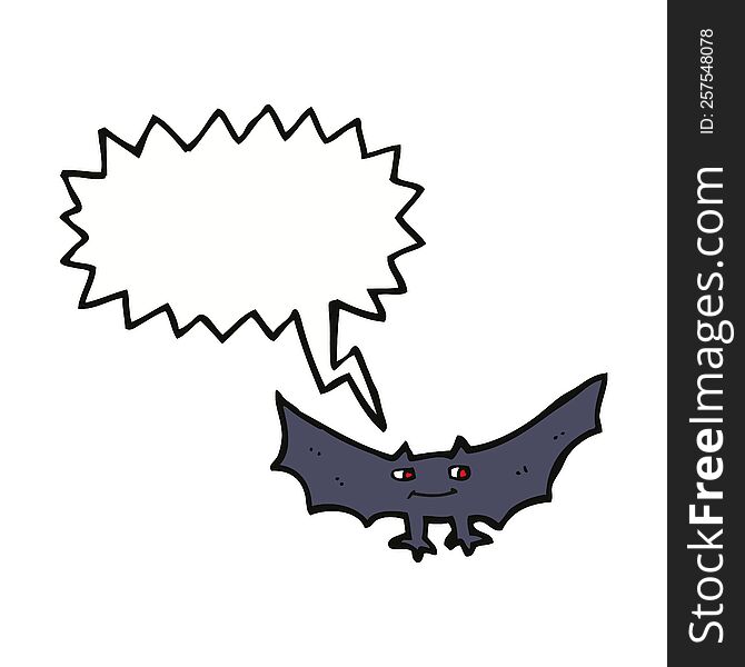 Cartoon Spooky Vampire Bat With Speech Bubble