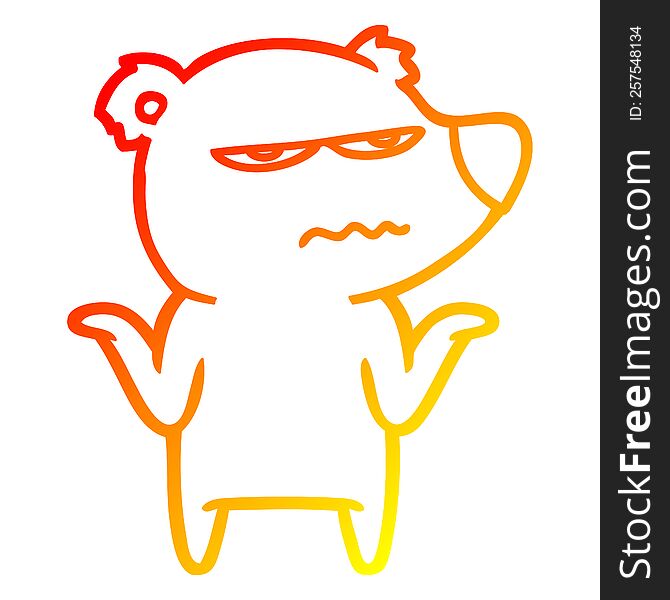 Warm Gradient Line Drawing Annoyed Bear Cartoon