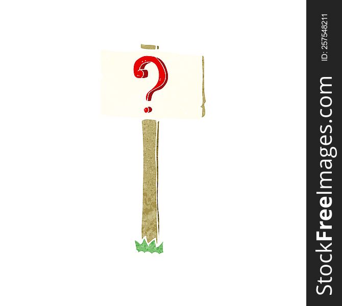 cartoon signpost with question mark