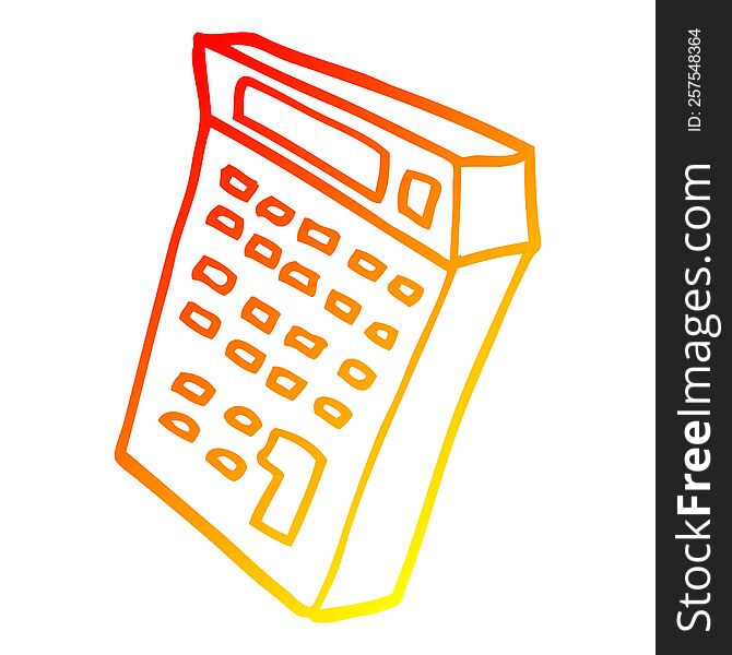 warm gradient line drawing of a cartoon calculator