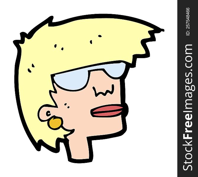 cartoon female face with glasses