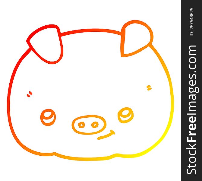 warm gradient line drawing of a cartoon happy pig