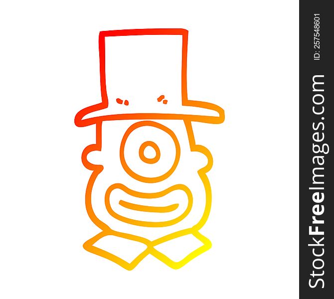 Warm Gradient Line Drawing Cartoon Cyclops In Top Hat
