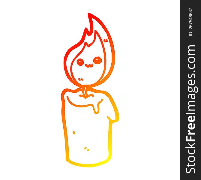 warm gradient line drawing of a cartoon candle character