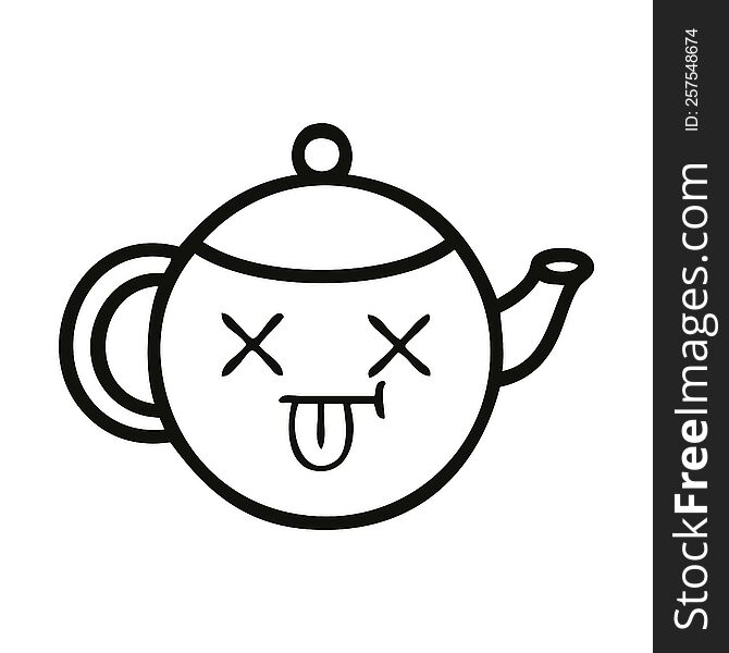 line drawing cartoon of a teapot. line drawing cartoon of a teapot