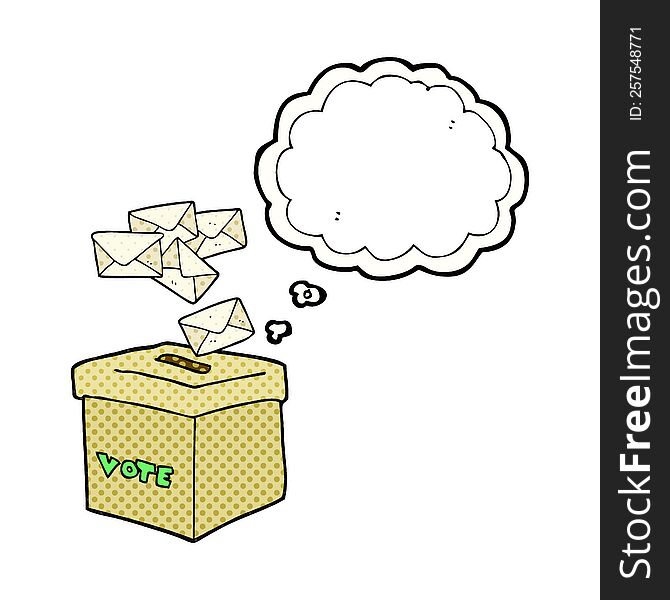 freehand drawn thought bubble cartoon ballot box