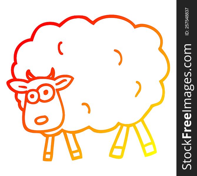 Warm Gradient Line Drawing Cartoon Sheep