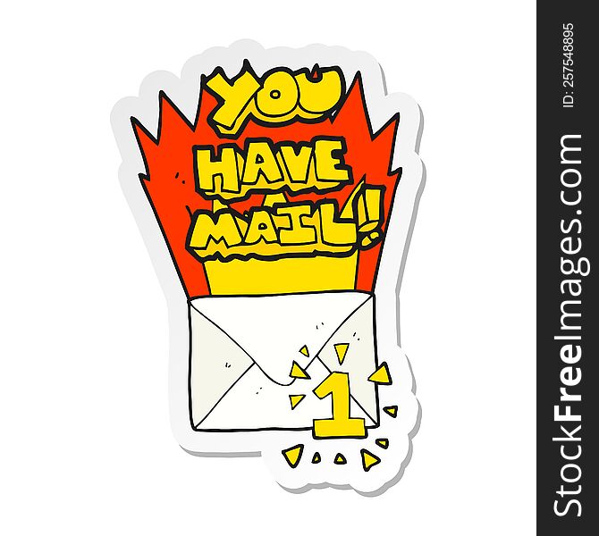 sticker of a cartoon you have mail symbol