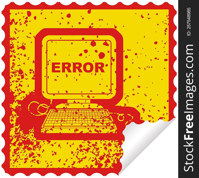 computer error distressed sticker