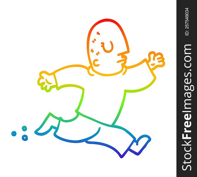 Rainbow Gradient Line Drawing Cartoon Man Running