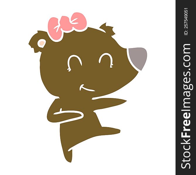 Female Bear Flat Color Style Cartoon