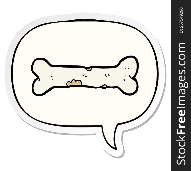 cartoon bone with speech bubble sticker. cartoon bone with speech bubble sticker
