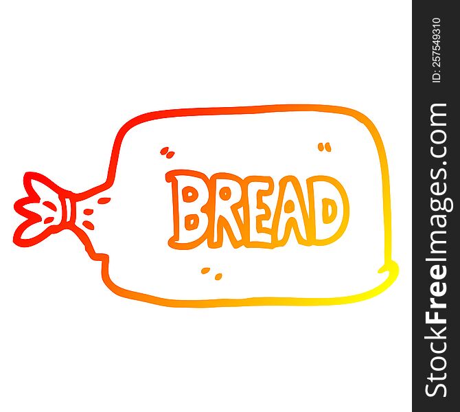 Warm Gradient Line Drawing Cartoon Bread In Bag
