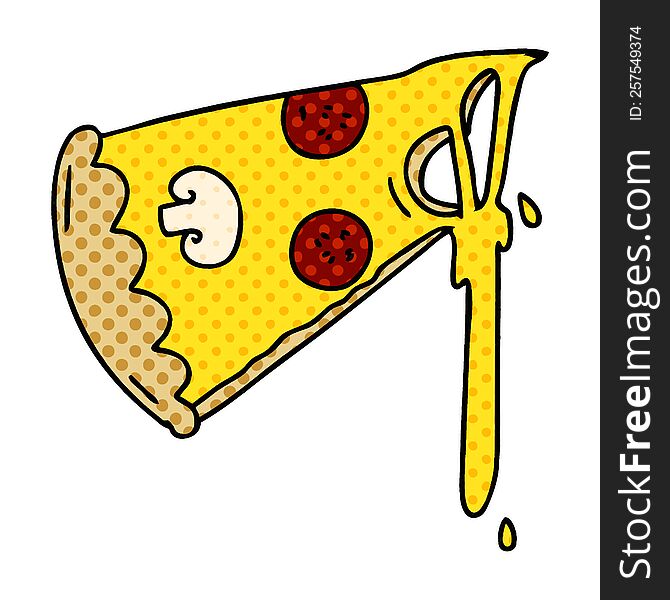 Quirky Comic Book Style Cartoon Slice Of Pizza