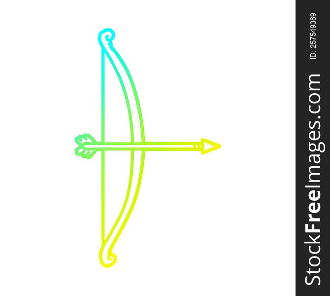 Cold Gradient Line Drawing Cartoon Bow And Arrow
