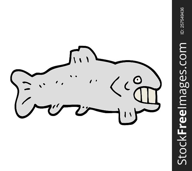 hand drawn doodle style cartoon large fish