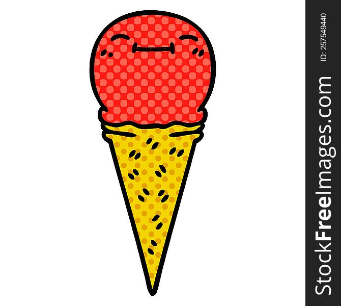 comic book style quirky cartoon happy ice cream. comic book style quirky cartoon happy ice cream
