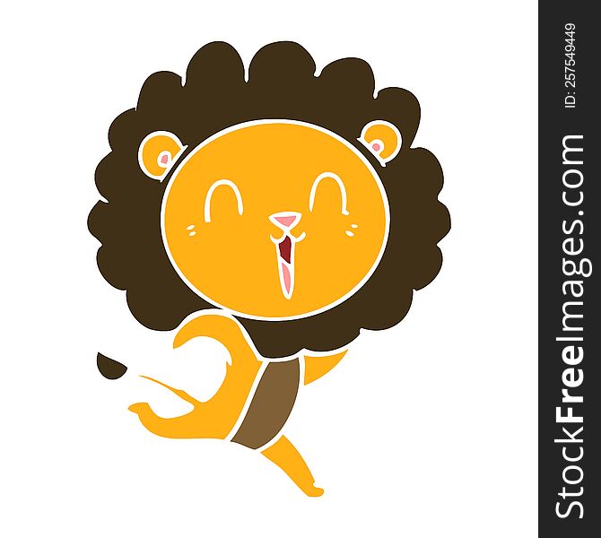 Laughing Lion Flat Color Style Cartoon Running