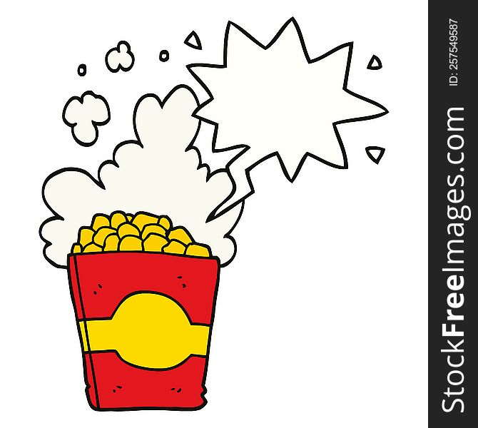 cartoon popcorn and speech bubble