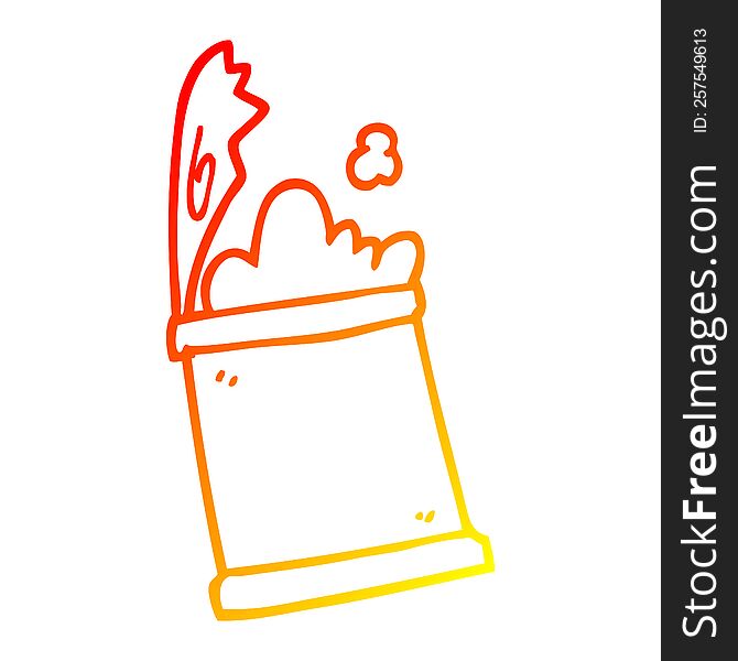 warm gradient line drawing of a cartoon open can of food