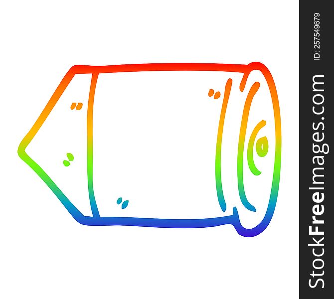rainbow gradient line drawing of a cartoon bullet