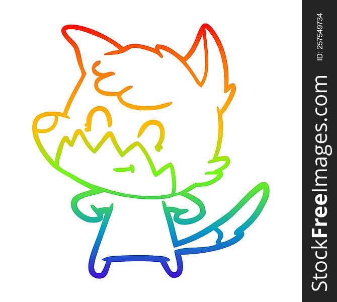 Rainbow Gradient Line Drawing Cartoon Friendly Fox