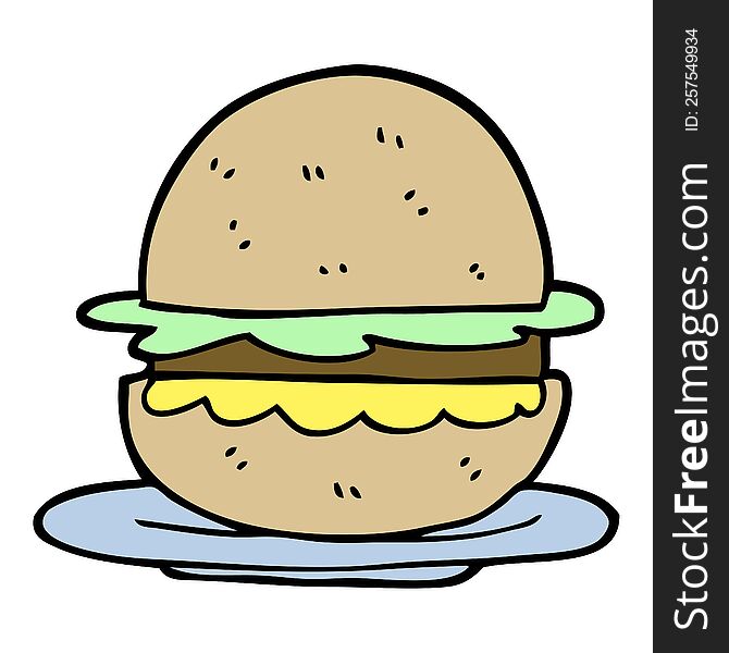 Hand Drawn Doodle Style Cartoon Burger