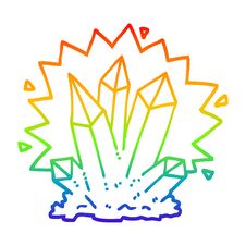 Rainbow Gradient Line Drawing Cartoon Natural Crystals Stock Photo