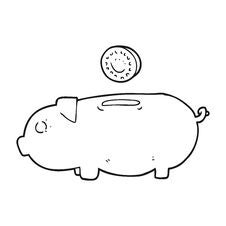 Black And White Cartoon Piggy Bank Stock Images