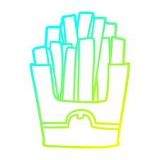 Cold Gradient Line Drawing Junk Food Fries Stock Photo