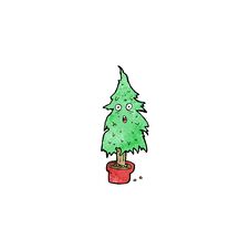 Cartoon Ragged Old Christmas Tree Royalty Free Stock Photography