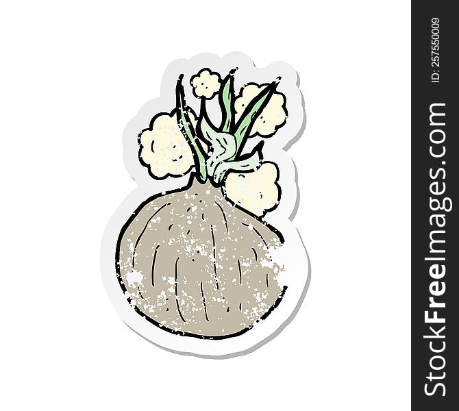 retro distressed sticker of a cartoon onion