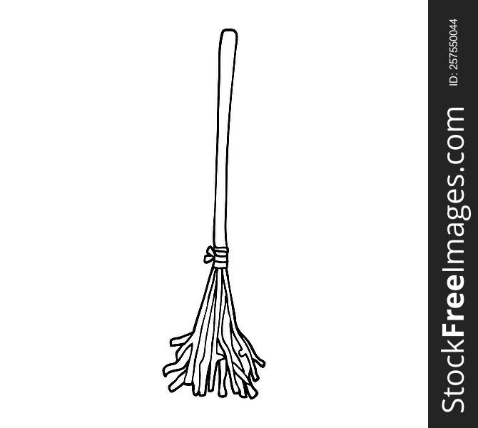 line drawing cartoon magic broom